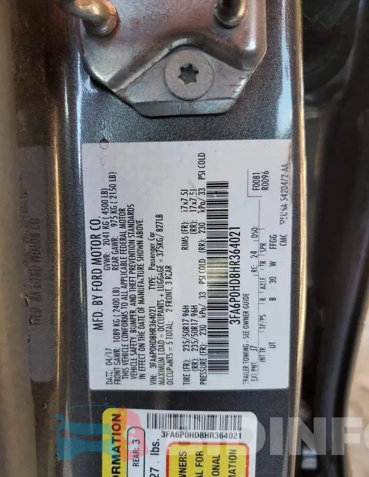 3FA6P0HD8HR364021 Photo# 12