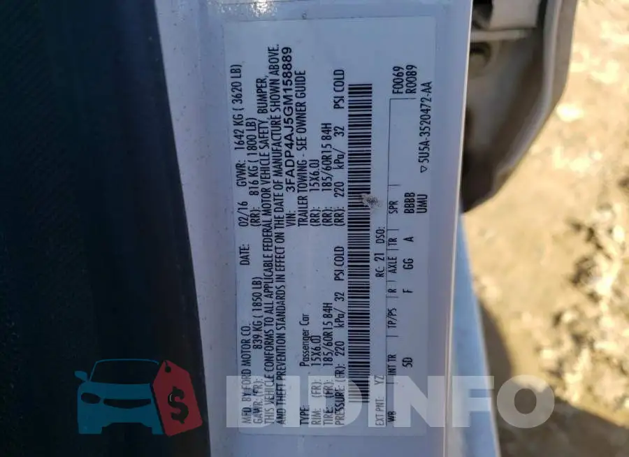 3FADP4AJ5GM158889 Photo# 12