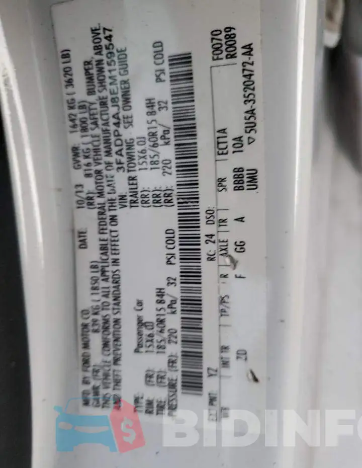 3FADP4AJ8EM159547 Photo# 12