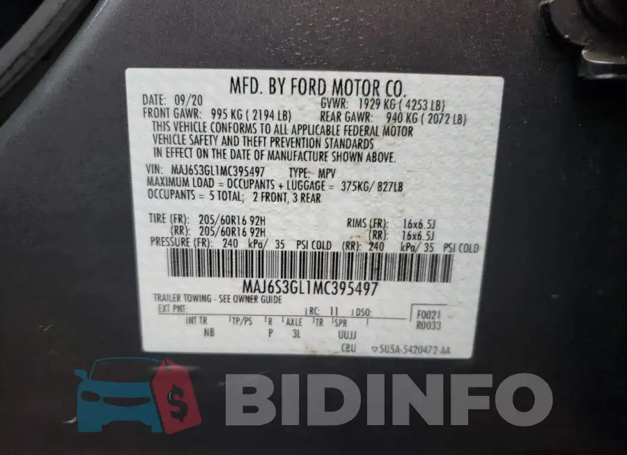 MAJ6S3GL1MC395497 Photo# 14