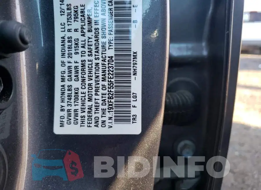 19XFB2F55FE223704 Photo# 12
