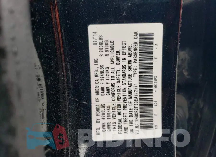 1HGCR2F30EA272521 Photo# 12