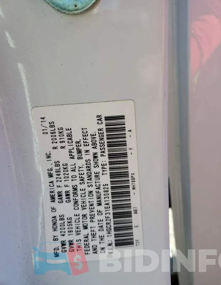 1HGCR2F31EA130825 Photo# 13