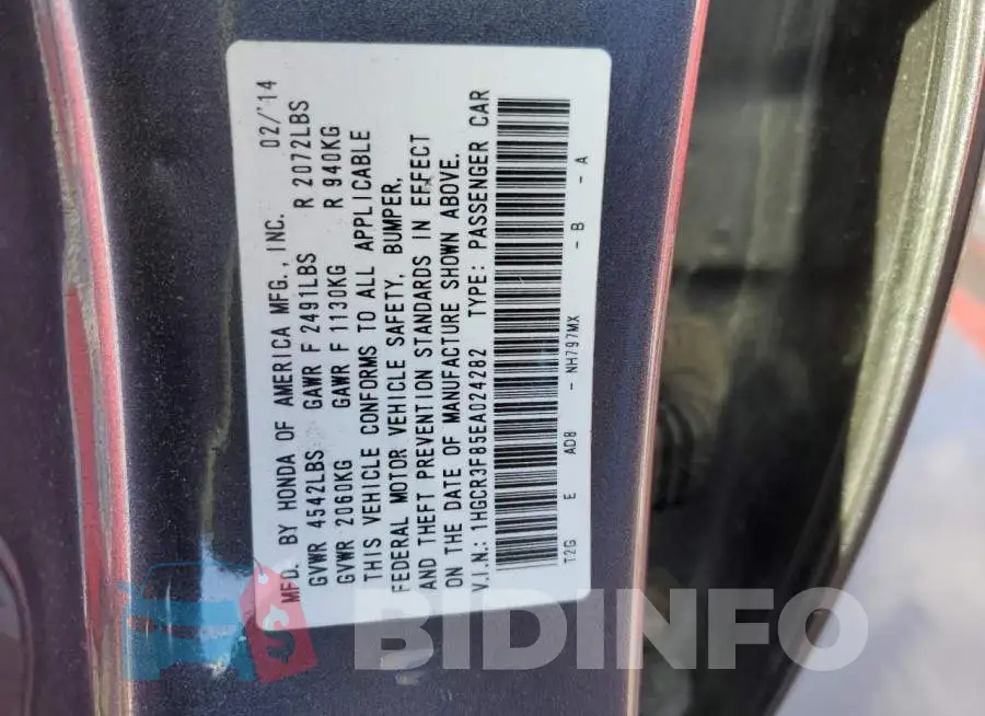 1HGCR3F85EA024282 Photo# 13