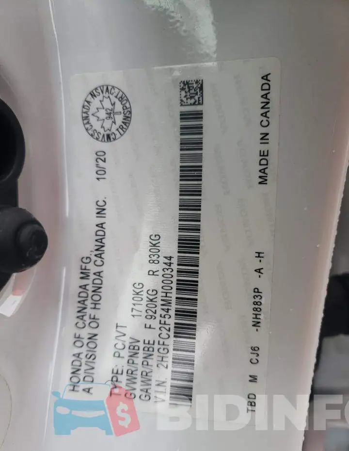2HGFC2F54MH000344 Photo# 12