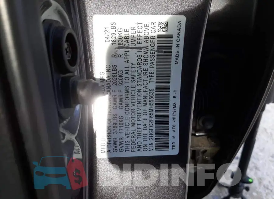 2HGFC2F65MH555635 Photo# 12