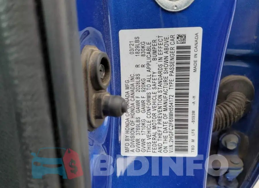 2HGFC2F68MH554172 Photo# 12