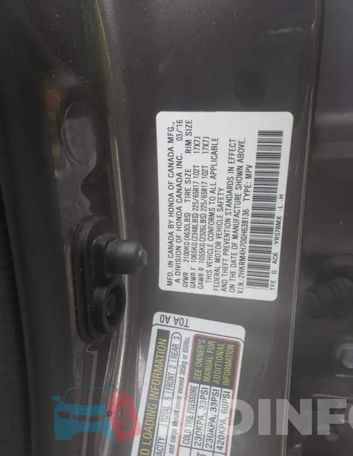 2HKRM4H70GH638136 Photo# 12