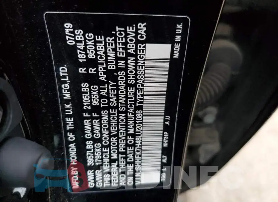 SHHFK7H48LU201086 Photo# 12