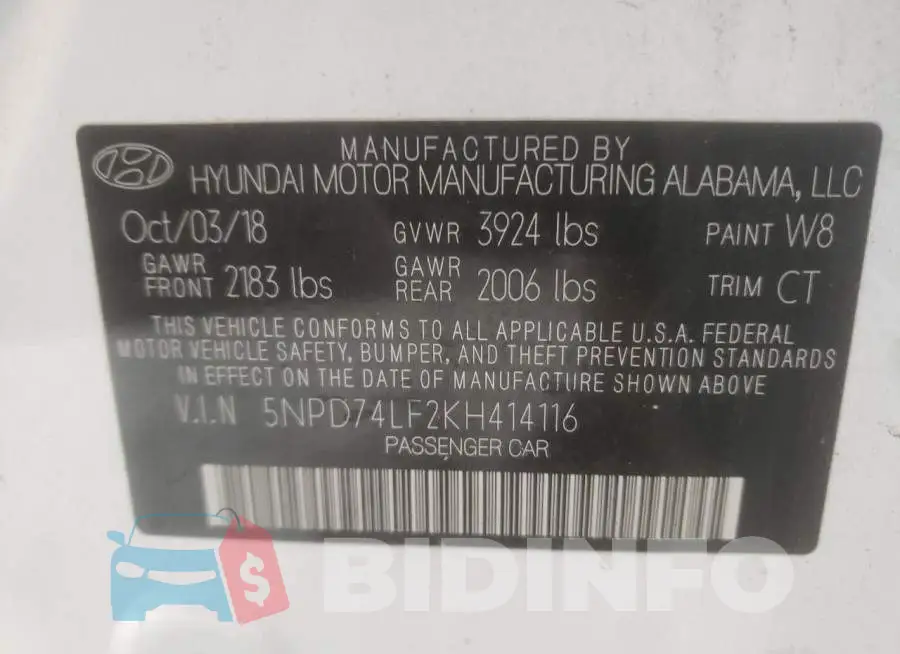 5NPD74LF2KH414116 Photo# 10