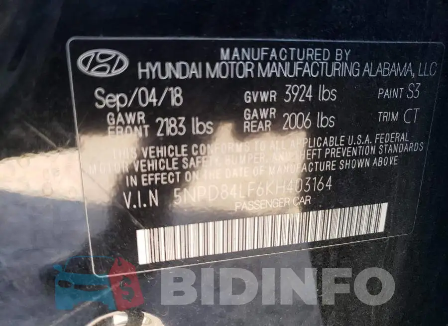 5NPD84LF6KH403164 Photo# 10