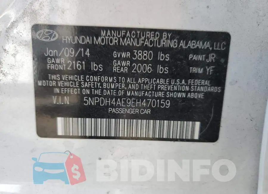5NPDH4AE9EH470159 Photo# 13