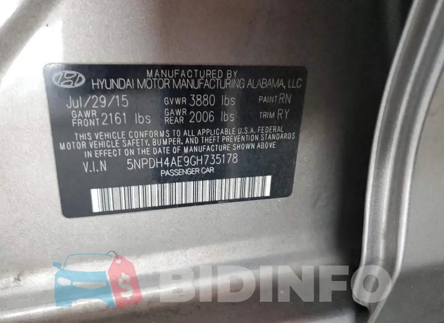 5NPDH4AE9GH735178 Photo# 12