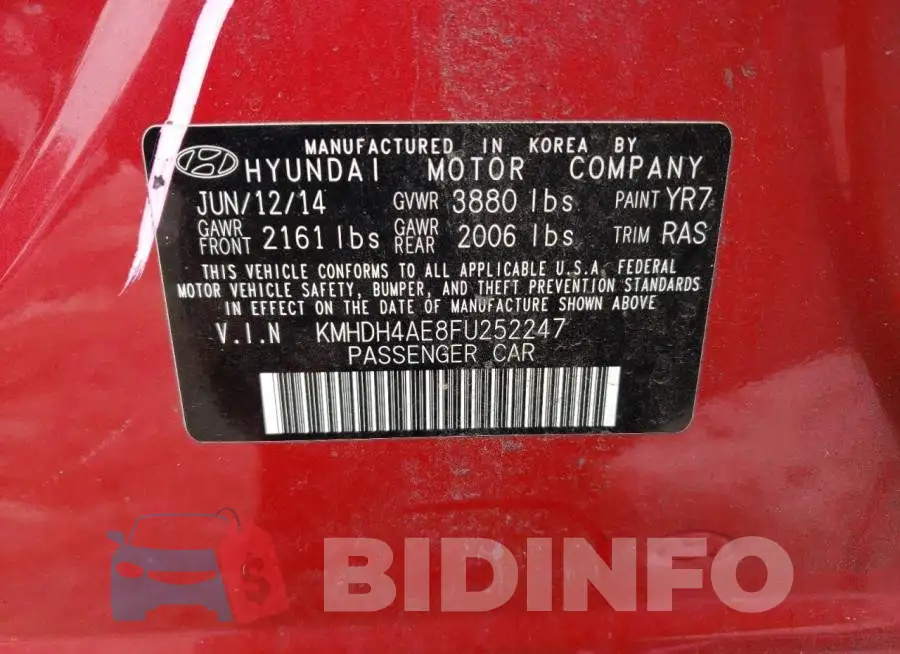 KMHDH4AE8FU252247 Photo# 13
