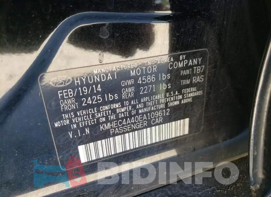 KMHEC4A40EA109612 Photo# 12