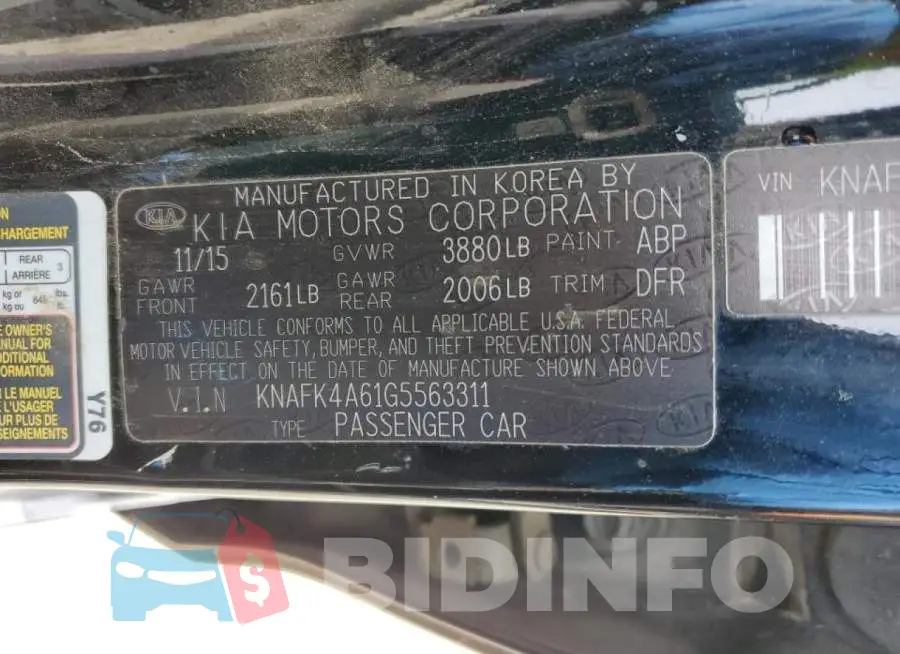 KNAFK4A61G5563311 Photo# 12