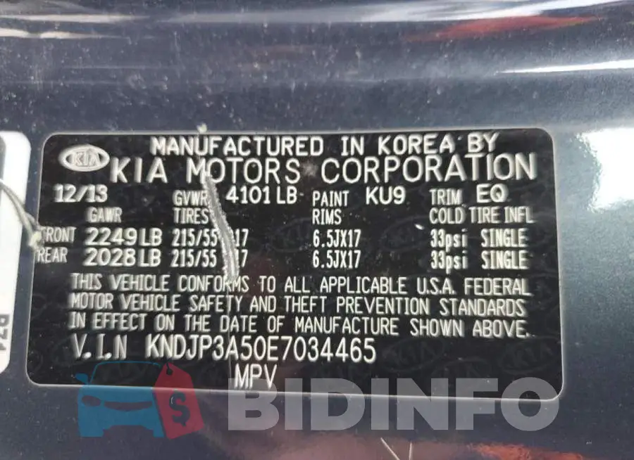 KNDJP3A50E7034465 Photo# 13