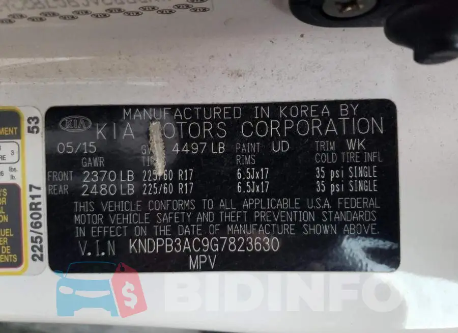 KNDPB3AC9G7823630 Photo# 13