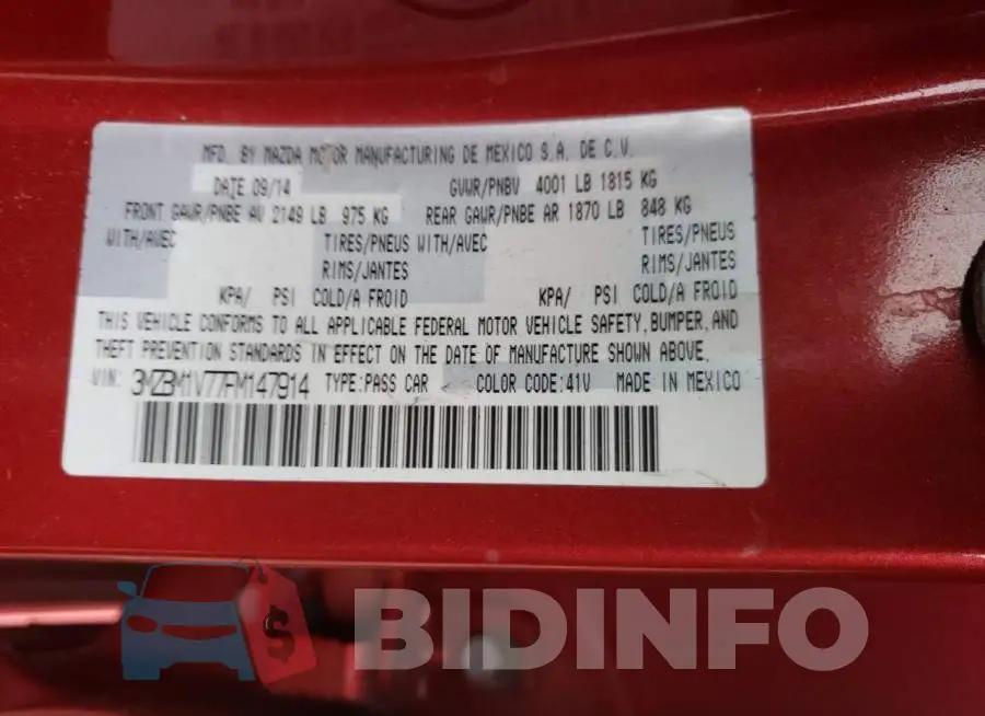 3MZBM1V77FM147914 Photo# 13