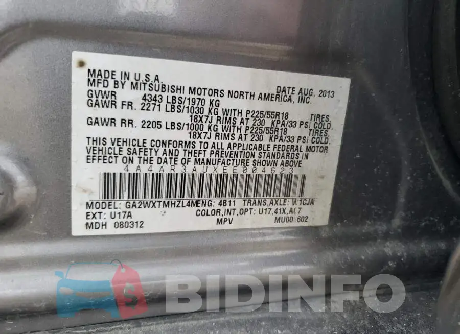 4A4AR3AUXEE004623 Photo# 13