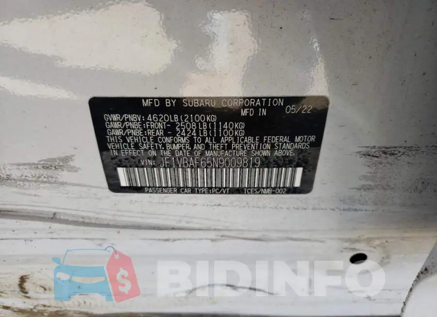 JF1VBAF65N9009819 Photo# 12