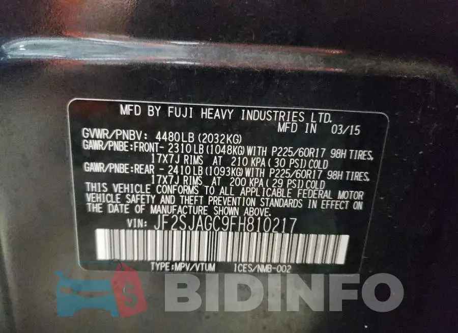 JF2SJAGC9FH810217 Photo# 10