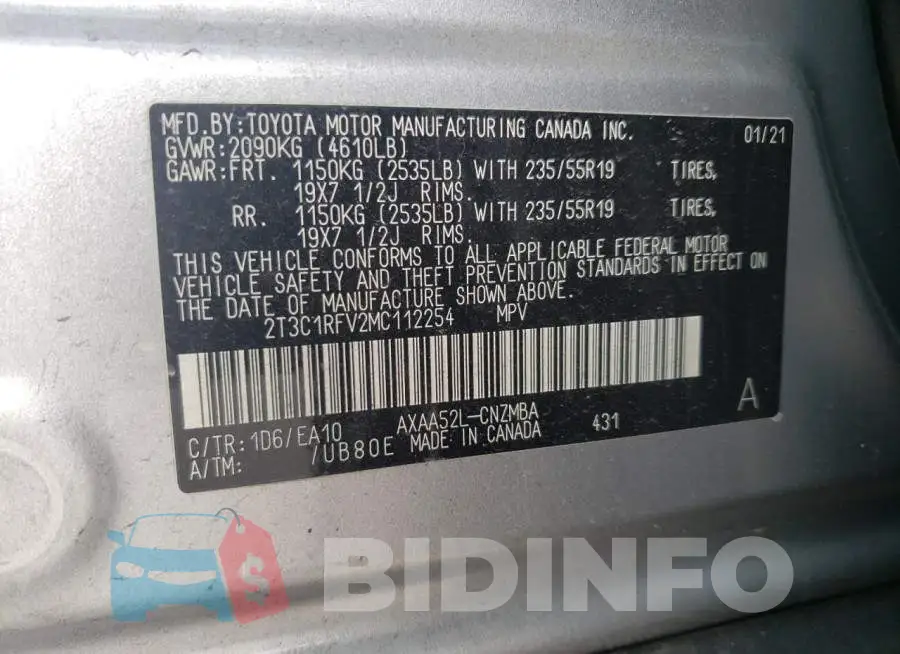 2T3C1RFV2MC112254 Photo# 13