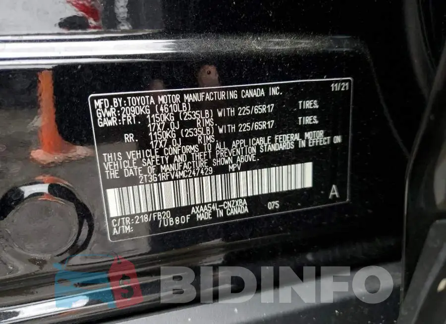 2T3G1RFV4MC247429 Photo# 12