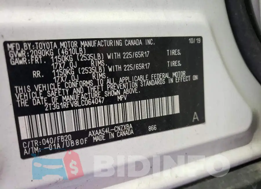 2T3G1RFV8LC064047 Photo# 10