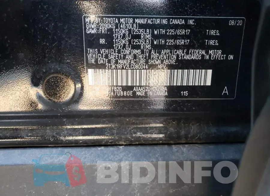 2T3K1RFV2LC080044 Photo# 12