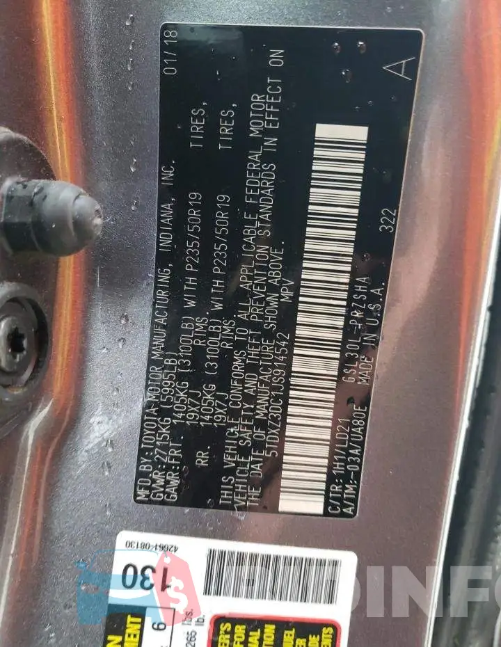 5TDXZ3DC1JS914542 Photo# 10