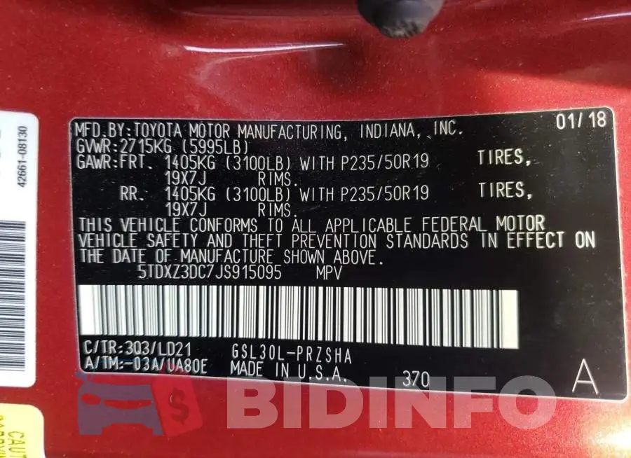 5TDXZ3DC7JS915095 Photo# 13