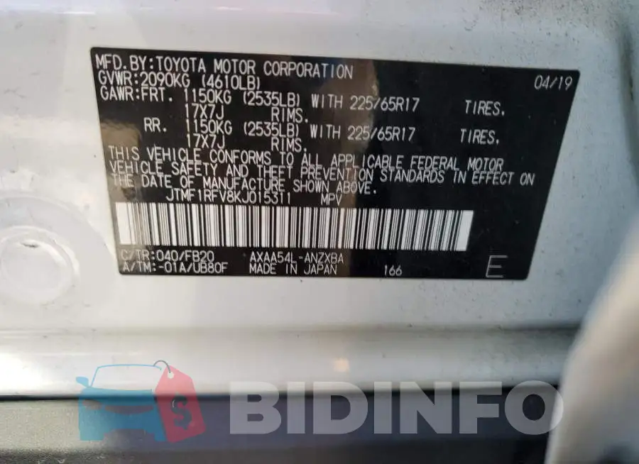 JTMF1RFV8KJ015311 Photo# 13
