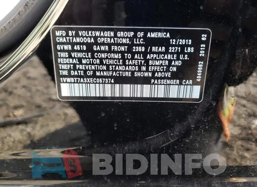 1VWBT7A3XEC057374 Photo# 13