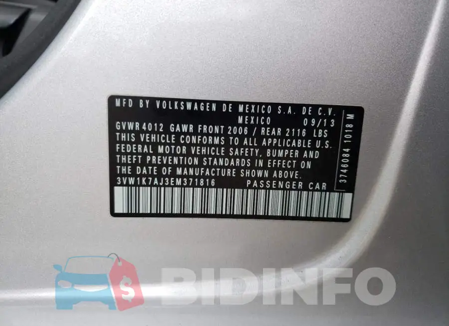 3VW1K7AJ3EM371816 Photo# 10