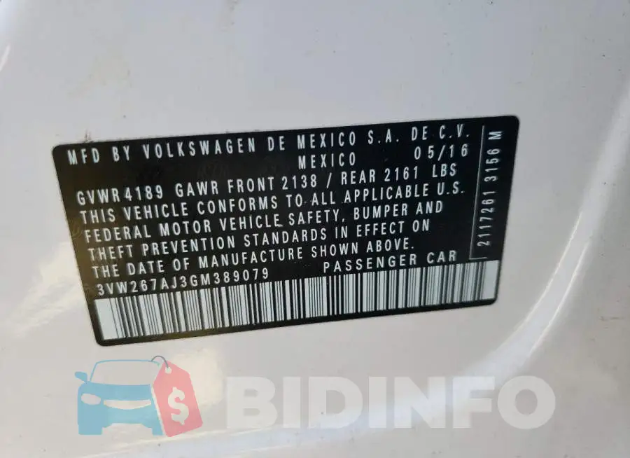 3VW267AJ3GM389079 Photo# 10