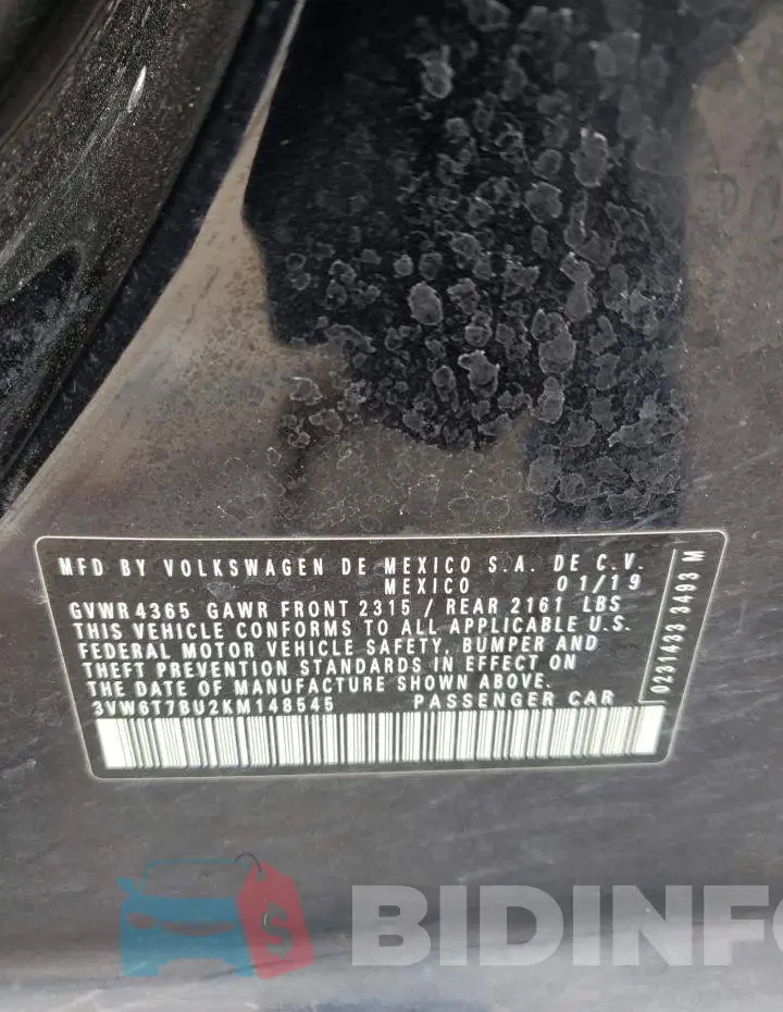 3VW6T7BU2KM148545 Photo# 10