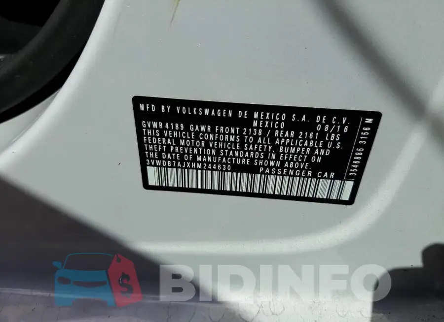 3VWDB7AJXHM244630 Photo# 10
