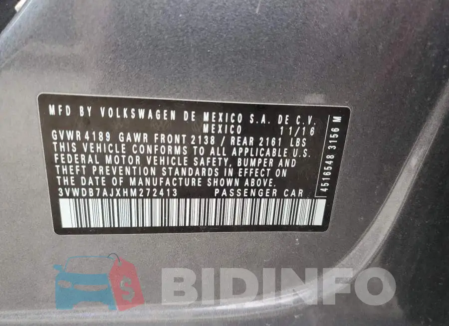 3VWDB7AJXHM272413 Photo# 13