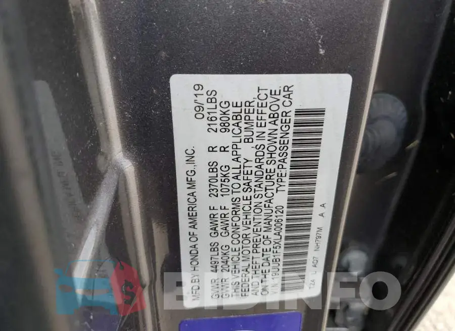 19UUB1F5XLA006120 Photo# 10