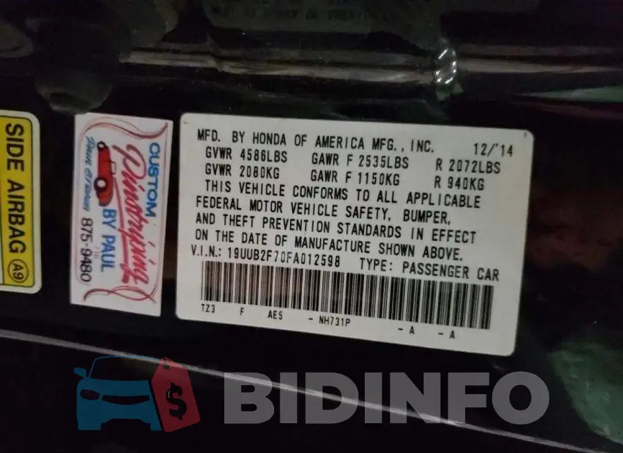 19UUB2F70FA012598 Photo# 12