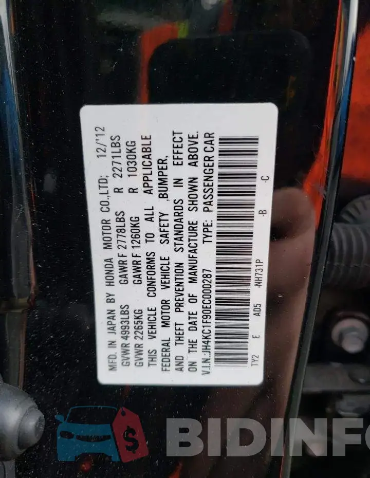 JH4KC1F90EC000287 Photo# 13