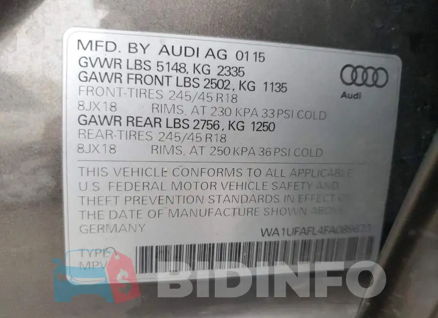 WA1UFAFL4FA089673 Photo# 12