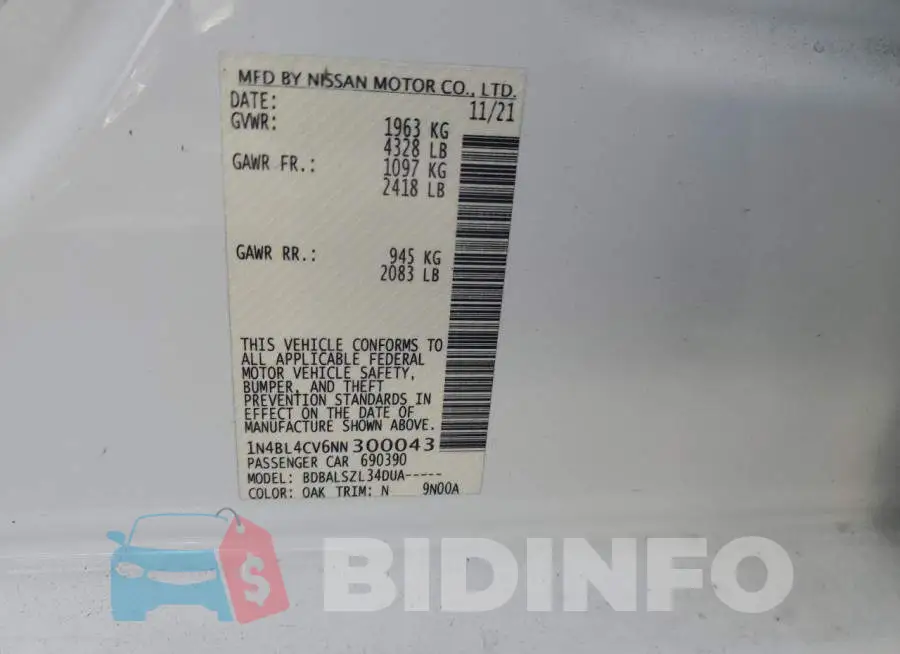 1N4BL4CV6NN300043 Photo# 12