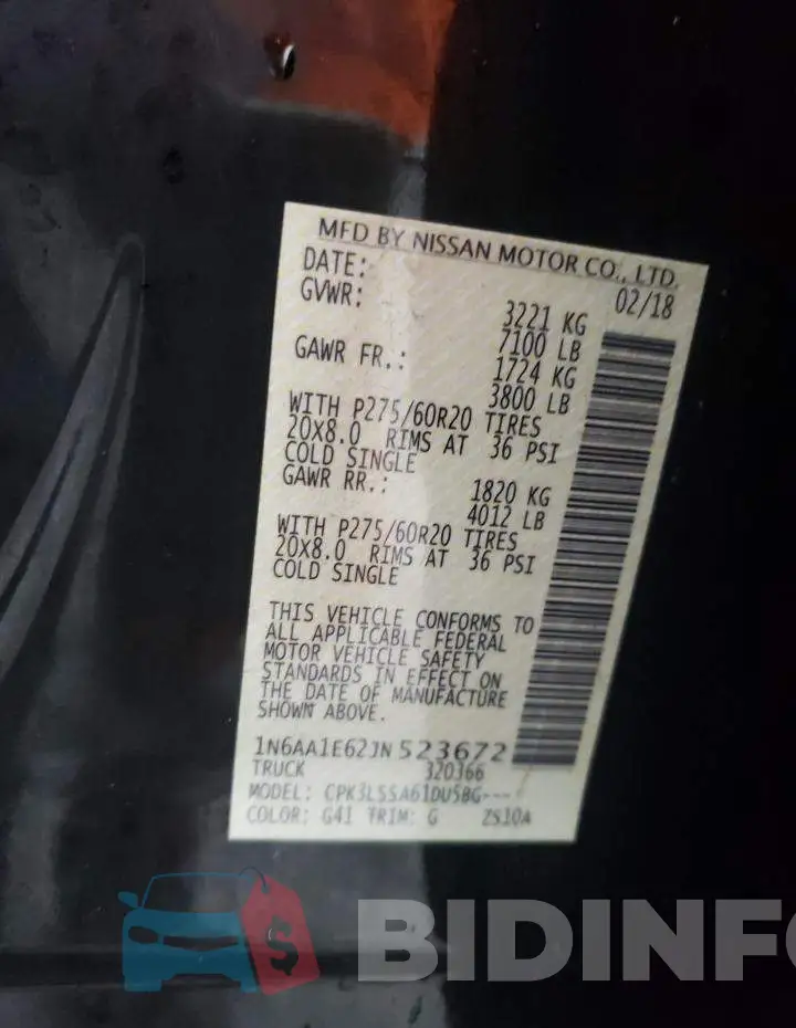 1N6AA1E62JN523672 Photo# 12