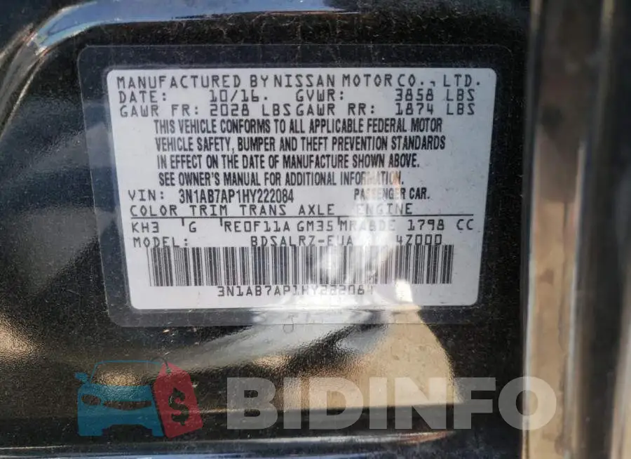 3N1AB7AP1HY222084 Photo# 12