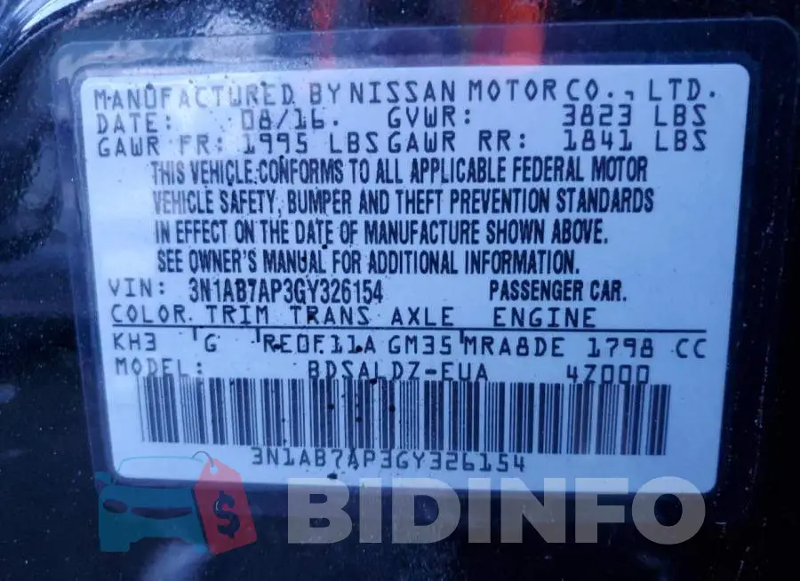 3N1AB7AP3GY326154 Photo# 12