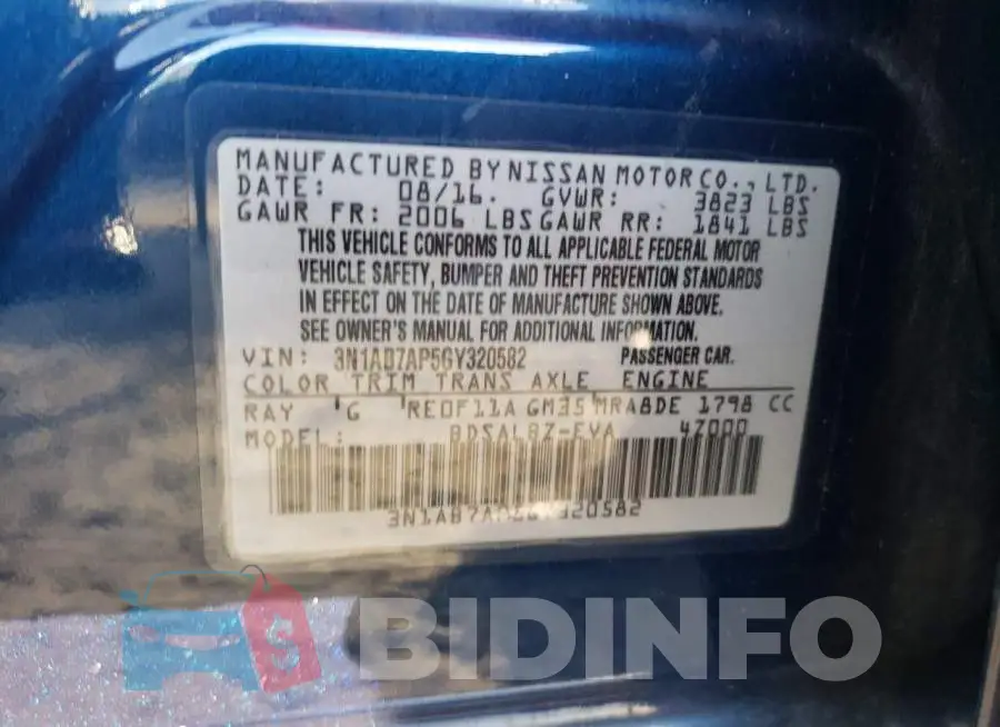 3N1AB7AP5GY320582 Photo# 12