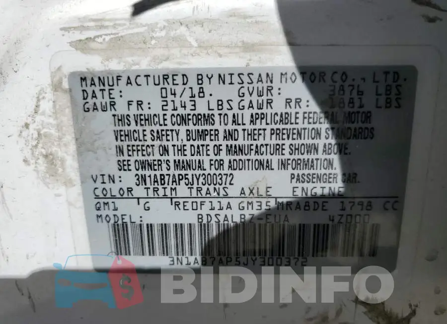 3N1AB7AP5JY300372 Photo# 10