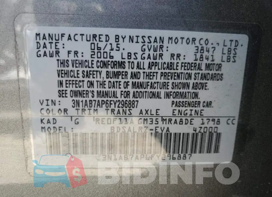 3N1AB7AP6FY296887 Photo# 10